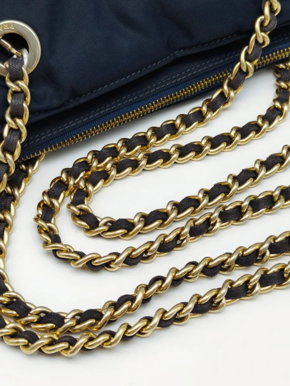 Prada Tessuto Quilted Nylon Chain Tote Shoulder Bag Black